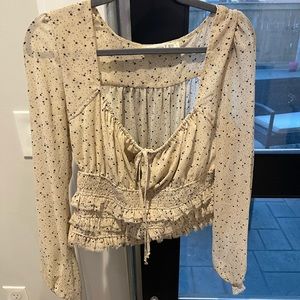 Long sleeve Polka dot and ruffle blouse